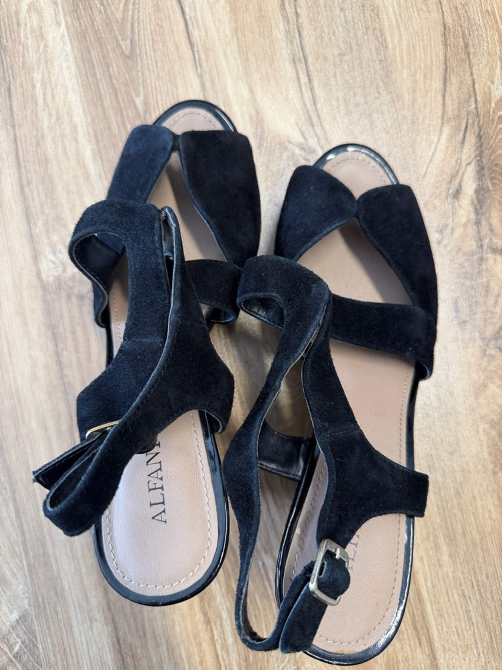Alfani Black Suede Slingback Wedge Heels - Picture 4 of 4